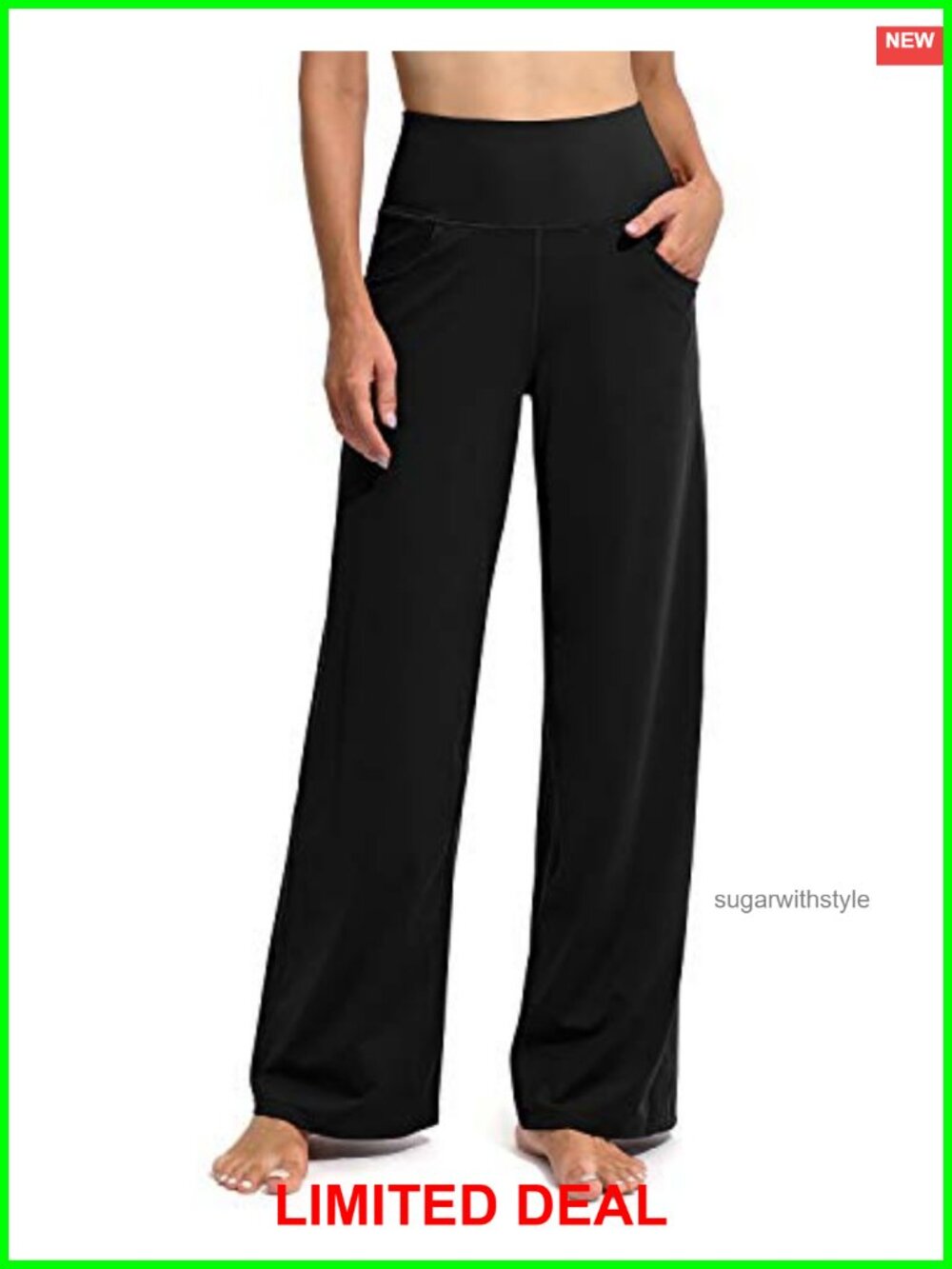 Wide Leg Yoga Pants High Waist Stretch with Pockets Pull On
